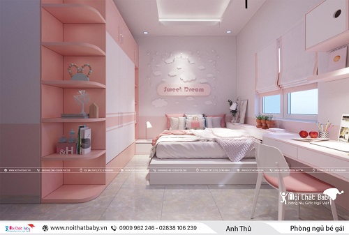 Thiết kế phòng ngủ bé gái đẹp và đáng yêu